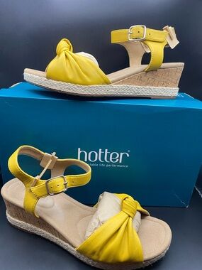 Hotter Yellow Leather Wedges